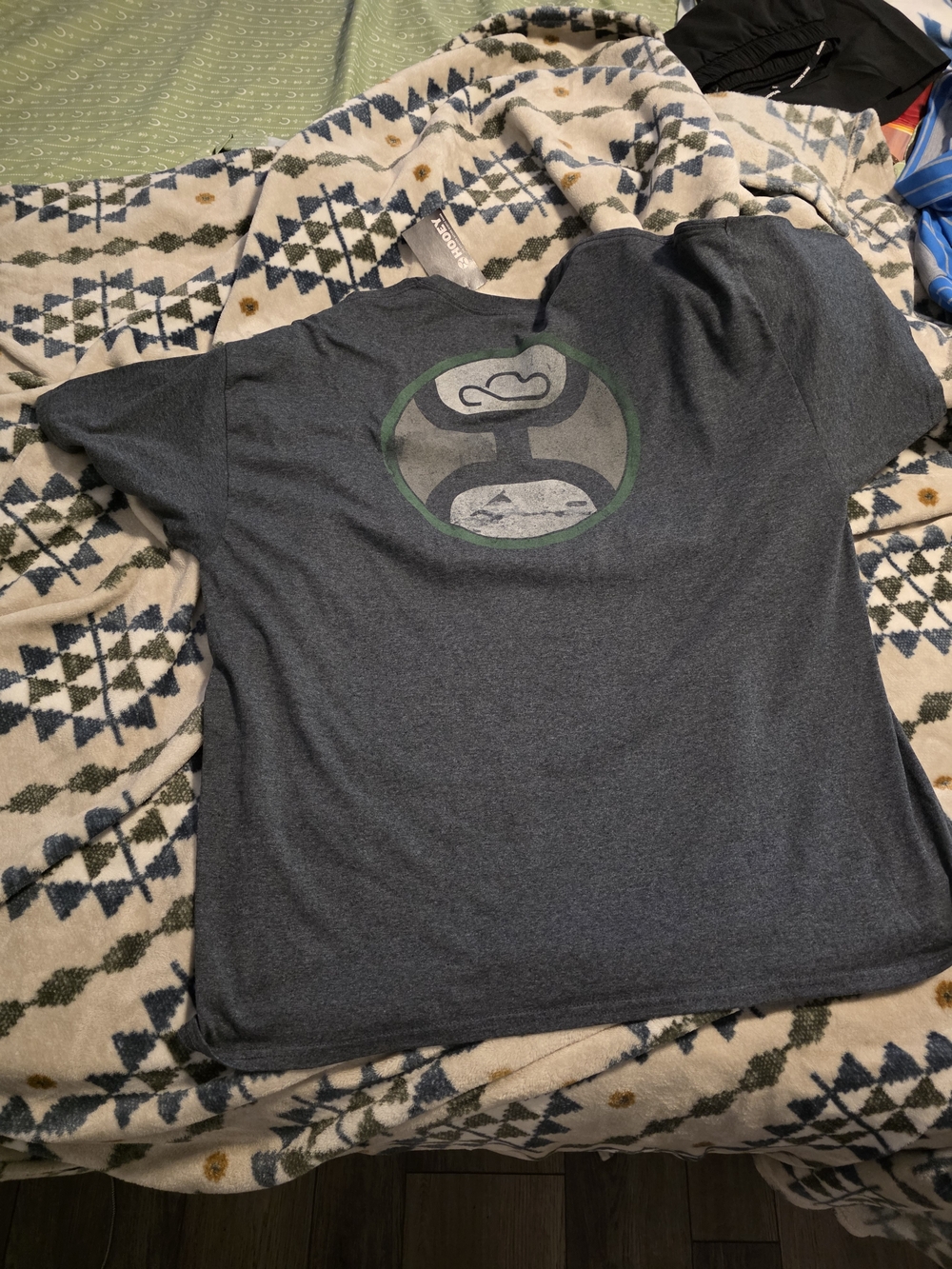 Hooey Dark Gray Short Sleeve Tee with Green-Trim Logo